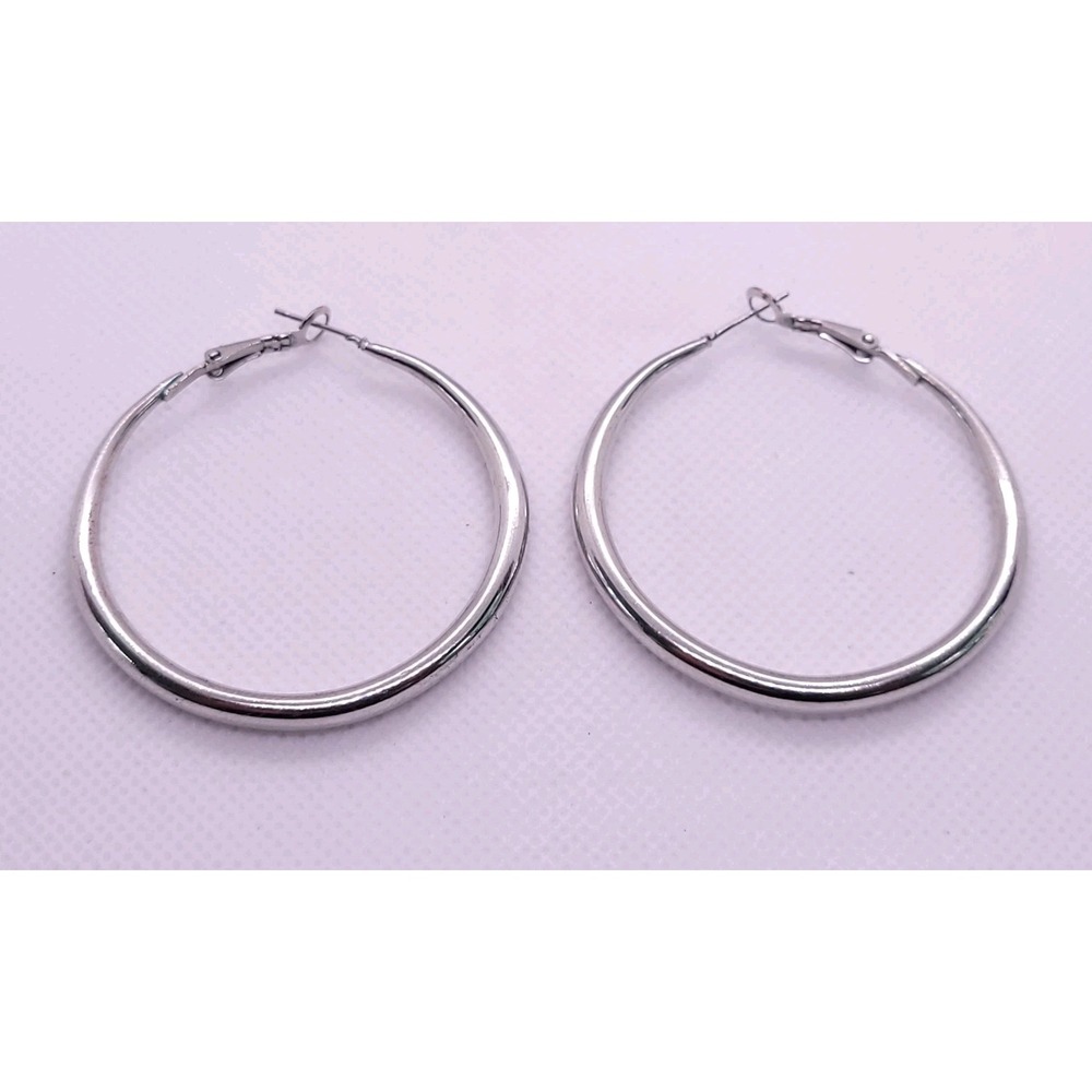 925 Sterling Silver 48mm Large Hoop Earrings 10.6g Hinged Wire